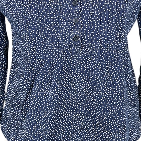 LL Bean Polka Dot Long Sleeve T Shirt Navy Blue White Size Petite Small - Picture 5 of 9